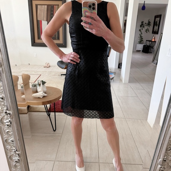 Leon Max Limited Edition Metallic Black Laser Cut Mini Dress Size 2 - Picture 3 of 10